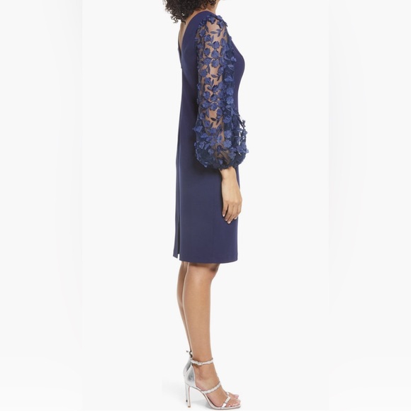 Eliza J Floral Long Sleeve Sheath Cocktail Dress size 10 - Picture 3 of 5
